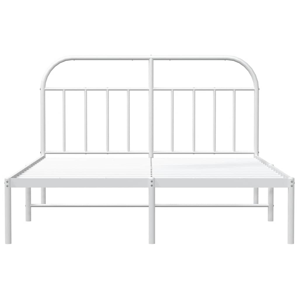 vidaXL Metal Bed Frame without Mattress with Headboard White 140x190cm 6