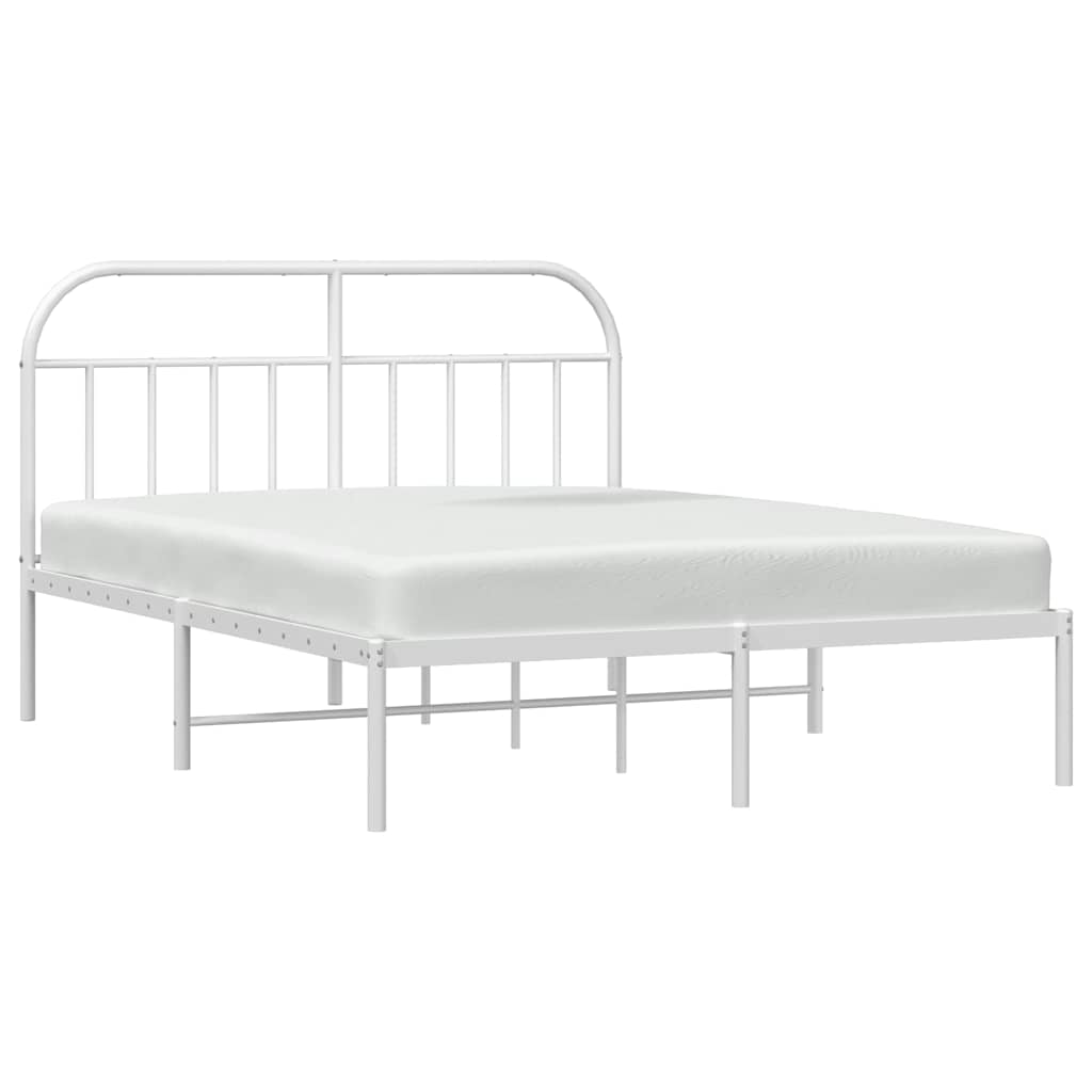 vidaXL Metal Bed Frame without Mattress with Headboard White 183x213cm 5
