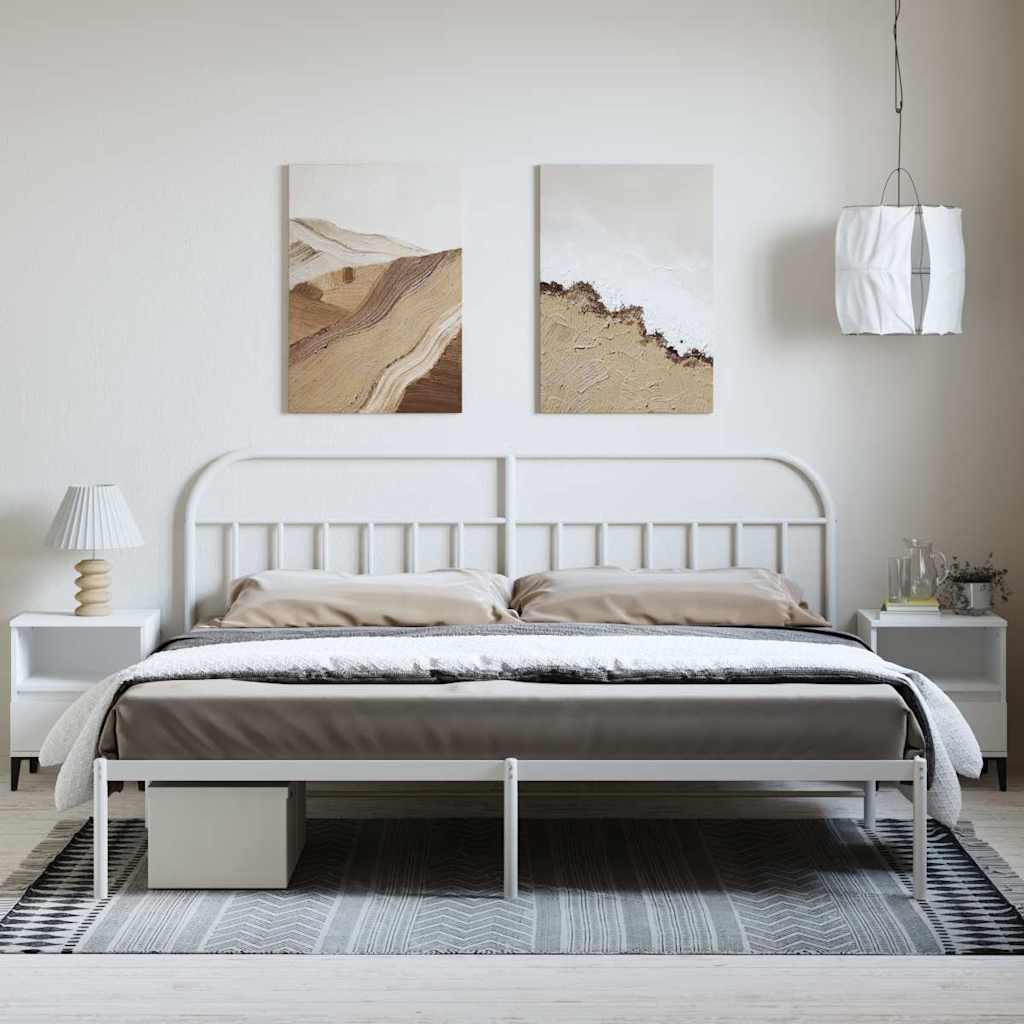 vidaXL Metal Bed Frame without Mattress with Headboard White 193x203cm 4