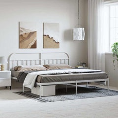 vidaXL Metal Bed Frame without Mattress with Headboard White 193x203cm 1