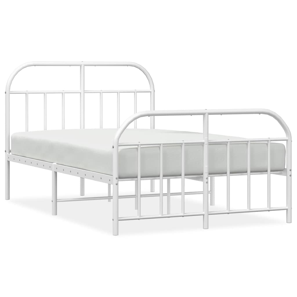 vidaXL Metal Bed Frame without Mattress with Footboard White 120x200cm 2