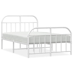 vidaXL Metal Bed Frame without Mattress with Footboard White 120x200cm 2