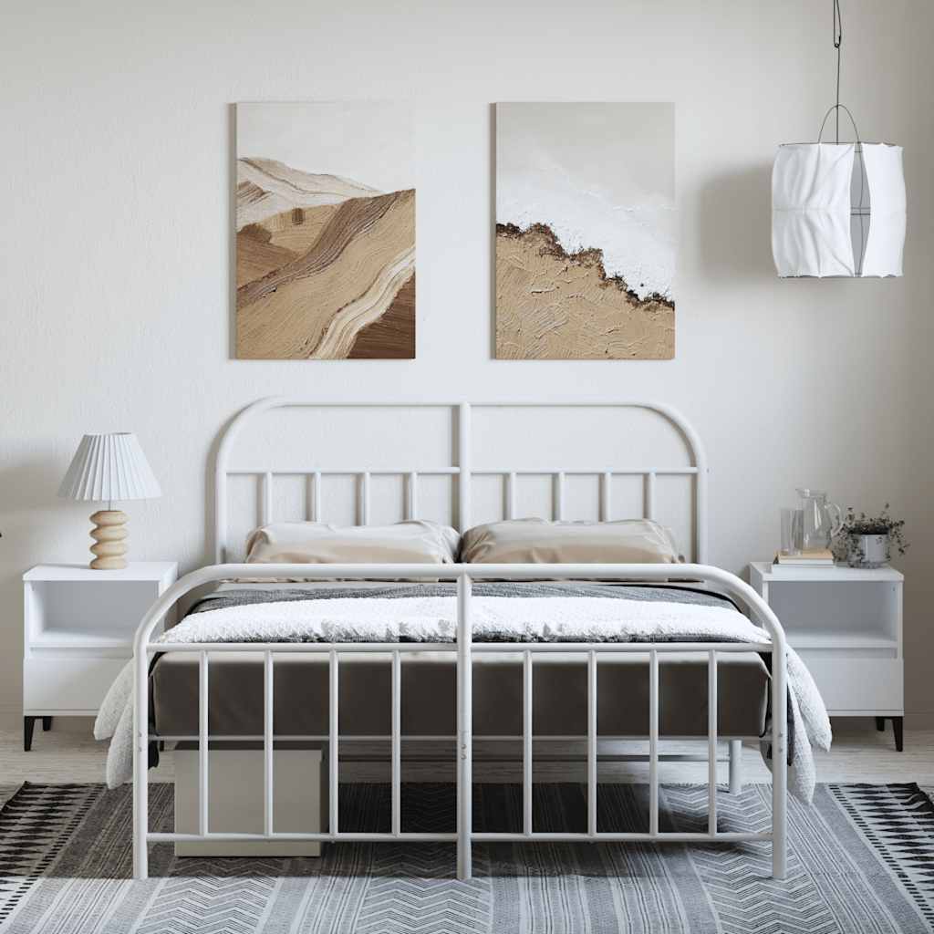 vidaXL Bed Frame | White | Steel | Double bed | Bed Frame | Rectangular 4