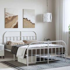 vidaXL Bed Frame | White | Steel | Double bed | Bed Frame | Rectangular 1
