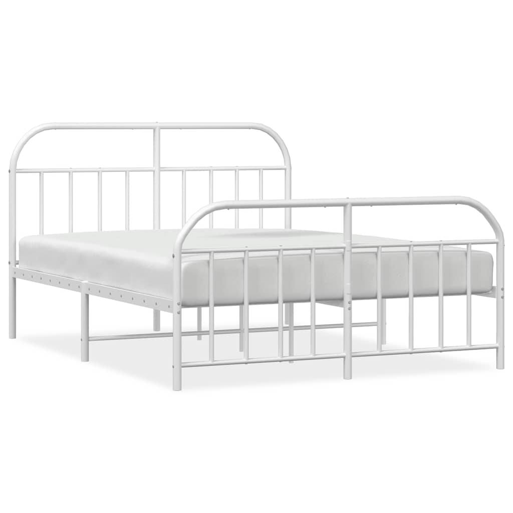 vidaXL Metal Bed Frame without Mattress with Footboard White 140x200cm 2