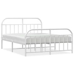 vidaXL Metal Bed Frame without Mattress with Footboard White 140x200cm 2