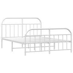 vidaXL Metal Bed Frame without Mattress with Footboard White 140x200cm 3