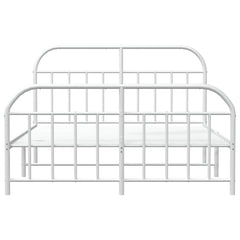 vidaXL Metal Bed Frame without Mattress with Footboard White 140x200cm 6
