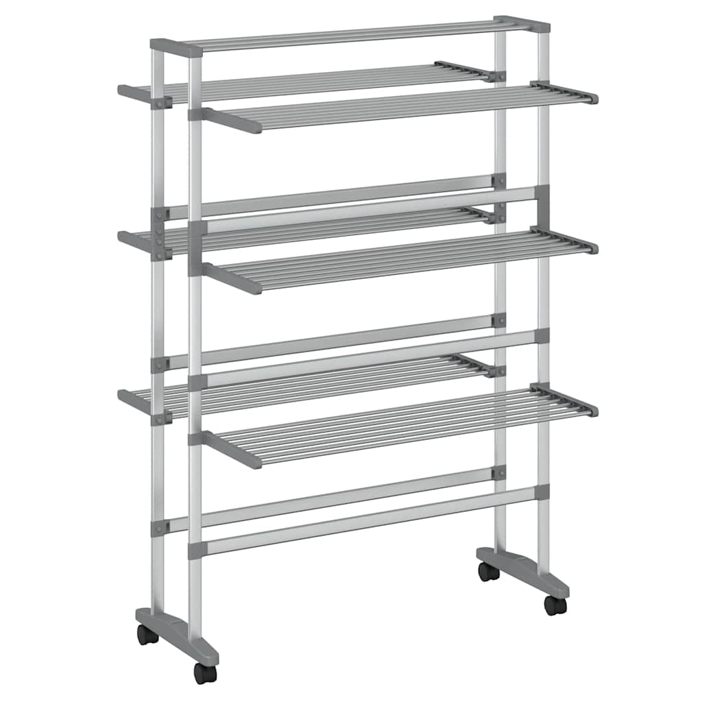 vidaXL Laundry Drying Rack with Wheels 89x64x129 cm Aluminium 2