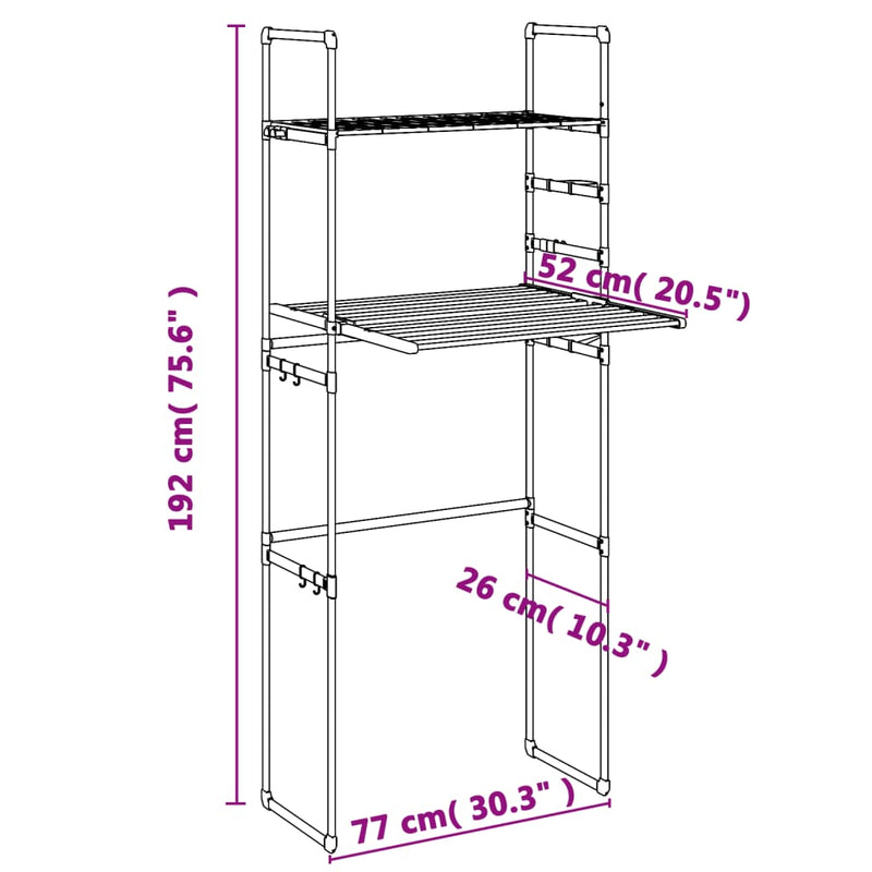 Washing Machine Shelf 77x52x192 cm Aluminium