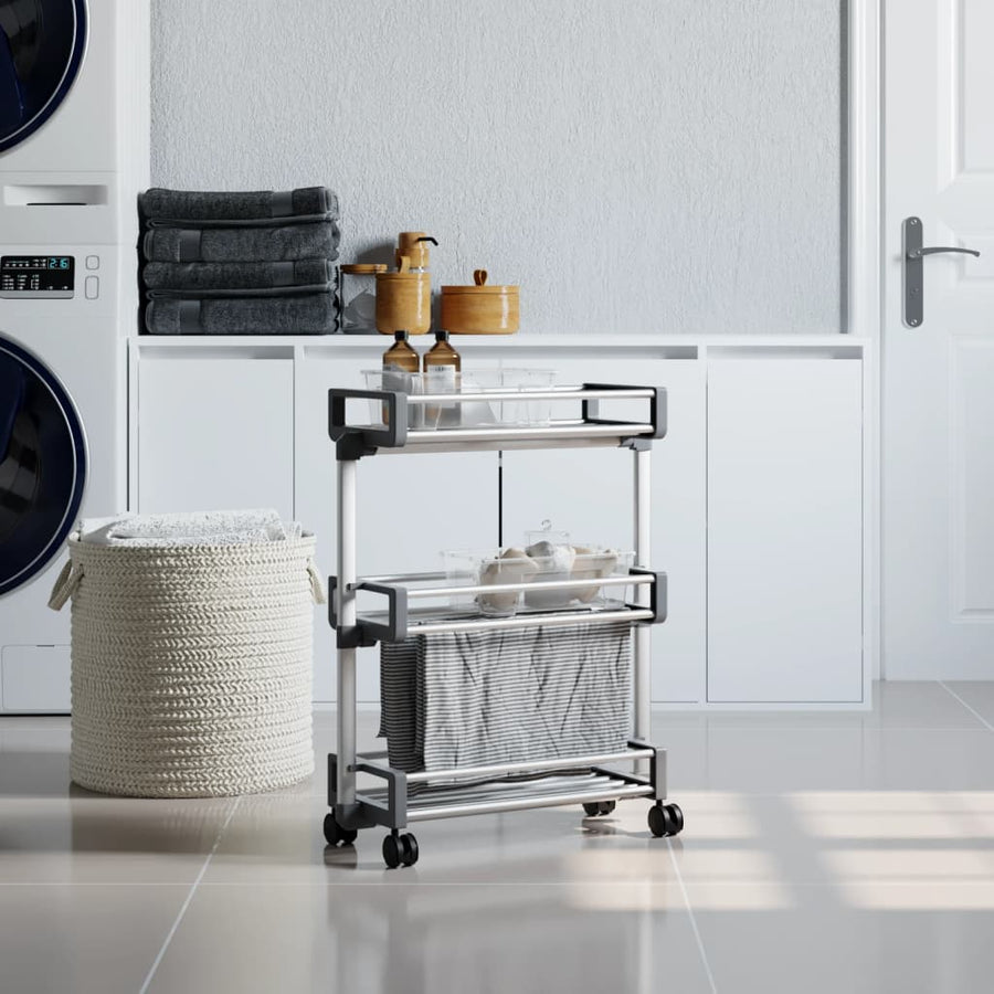 vidaXL Storage Trolley 59x20x75 cm Aluminium 1