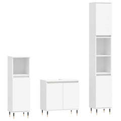 3 Piece Bathroom Cabinet Set Engineered Wood White