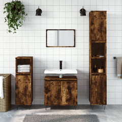 vidaXL 3 Piece Bathroom Cabinet Set Smoked Oak Engineered Wood 1