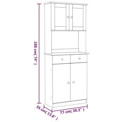 Highboard ALTA White 77x35x188 cm Solid Wood Pine