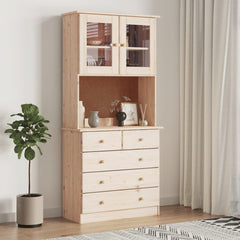Highboard "ALTA" 77x35x165 cm Solid Wood Pine Natural