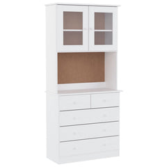 Highboard "ALTA" 77x35x165 cm Solid Wood Pine White