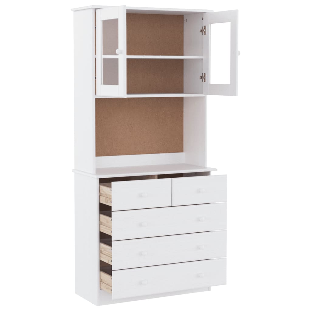 Highboard "ALTA" 77x35x165 cm Solid Wood Pine White