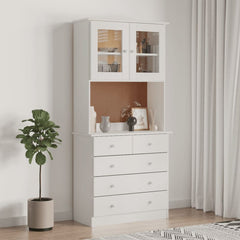 Highboard "ALTA" 77x35x165 cm Solid Wood Pine White