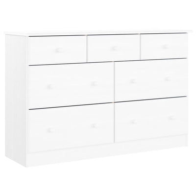 Cómoda ALTA Blanca 112x35x73 cm Madera Maciza Pino