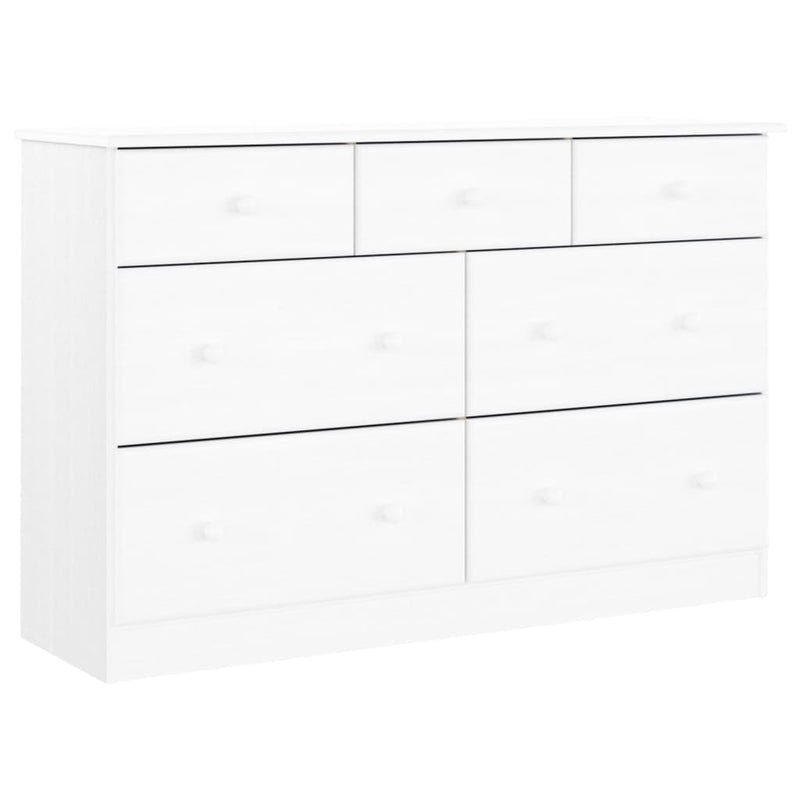 Cómoda ALTA Blanca 112x35x73 cm Madera Maciza Pino