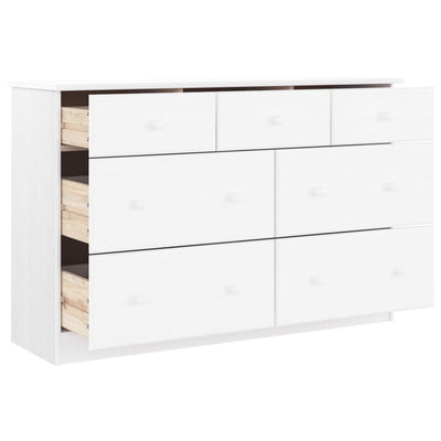 Cómoda ALTA Blanca 112x35x73 cm Madera Maciza Pino