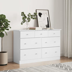 vidaXL Chest of Drawers "ALTA" White 112x35x73 cm Solid Wood Pine 1