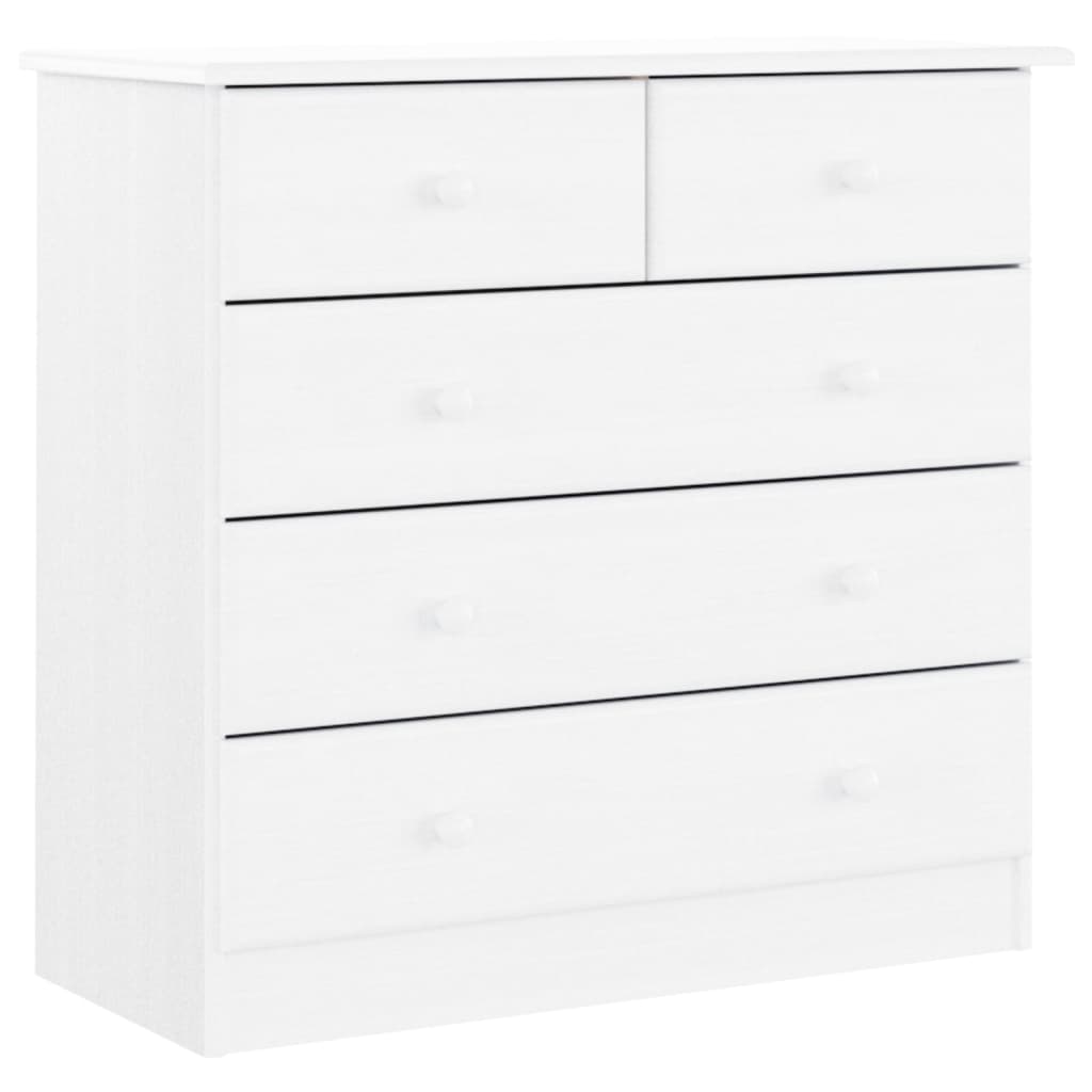 Chest of Drawers "ALTA" 77x35x73 cm Solid Wood Pine White