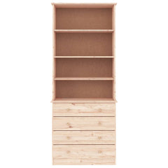 Bookcase with Drawers "ALTA" 77x35x186,5 cm Solid Wood Pine Natural