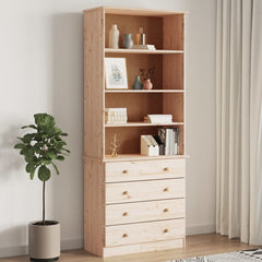 Bookcase with Drawers "ALTA" 77x35x186,5 cm Solid Wood Pine Natural