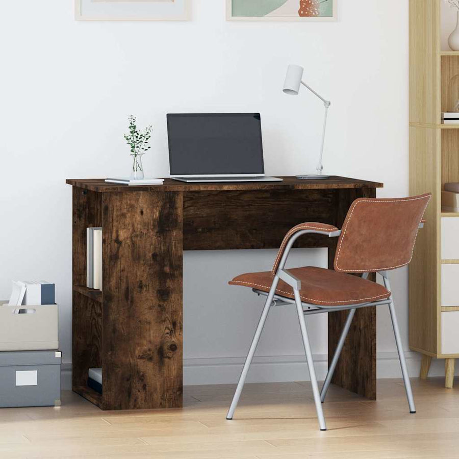 vidaXL Desk Smoked Oak 100x55x75 cm Engineered Wood 1