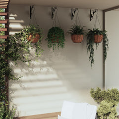 vidaXL Hanging Basket Brackets with Planters 4 pcs Black Steel 1