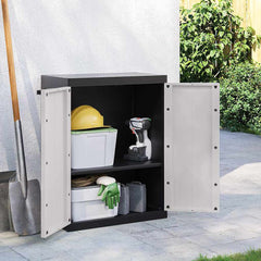 vidaXL Outdoor Storage Cabinet Grey and Black 65x37x85 cm PP 1