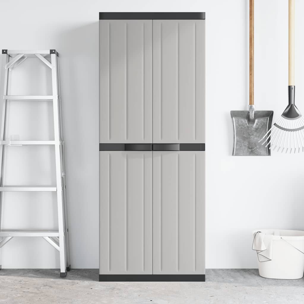 vidaXL Outdoor Storage Cabinet Grey and Black 65x37x165 cm PP 3