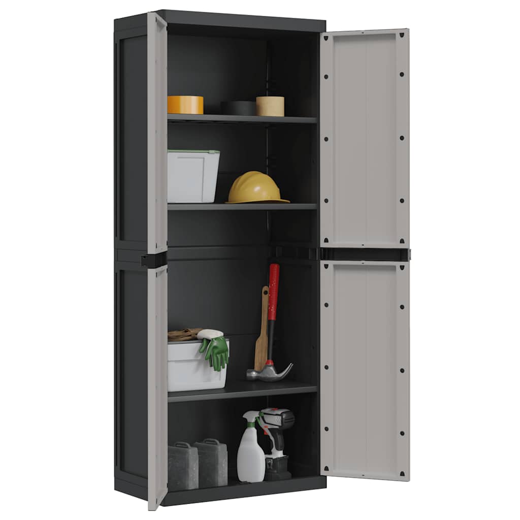 vidaXL Outdoor Storage Cabinet Grey and Black 65x37x165 cm PP 4