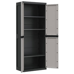 vidaXL Outdoor Storage Cabinet Grey and Black 65x37x165 cm PP 5