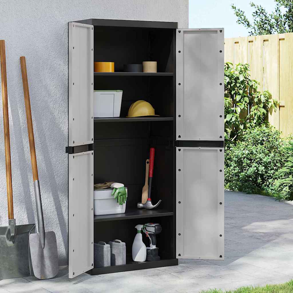 vidaXL Outdoor Storage Cabinet Grey and Black 65x37x165 cm PP 1