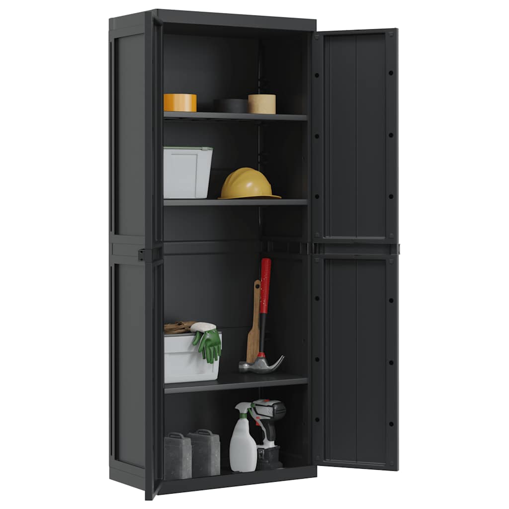 vidaXL Outdoor Storage Cabinet Black 65x37x165 cm PP 4