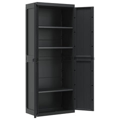 vidaXL Outdoor Storage Cabinet Black 65x37x165 cm PP 6