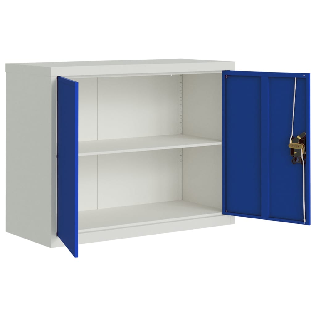 vidaXL File Cabinet Light Grey and Blue 90x40x70 cm Steel 4