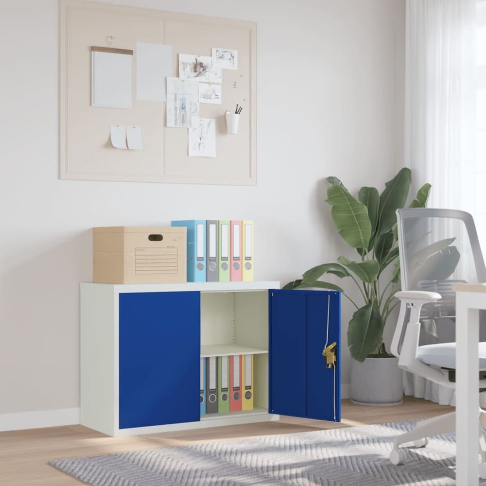vidaXL File Cabinet Light Grey and Blue 90x40x70 cm Steel 1