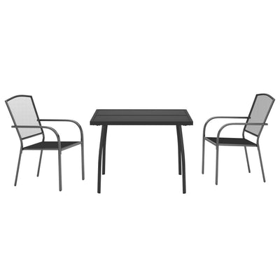 3 Piece Garden Dining Set Anthracite Steel