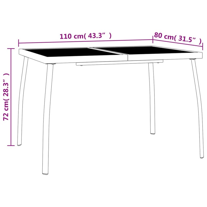 5 Piece Garden Dining Set Anthracite Steel