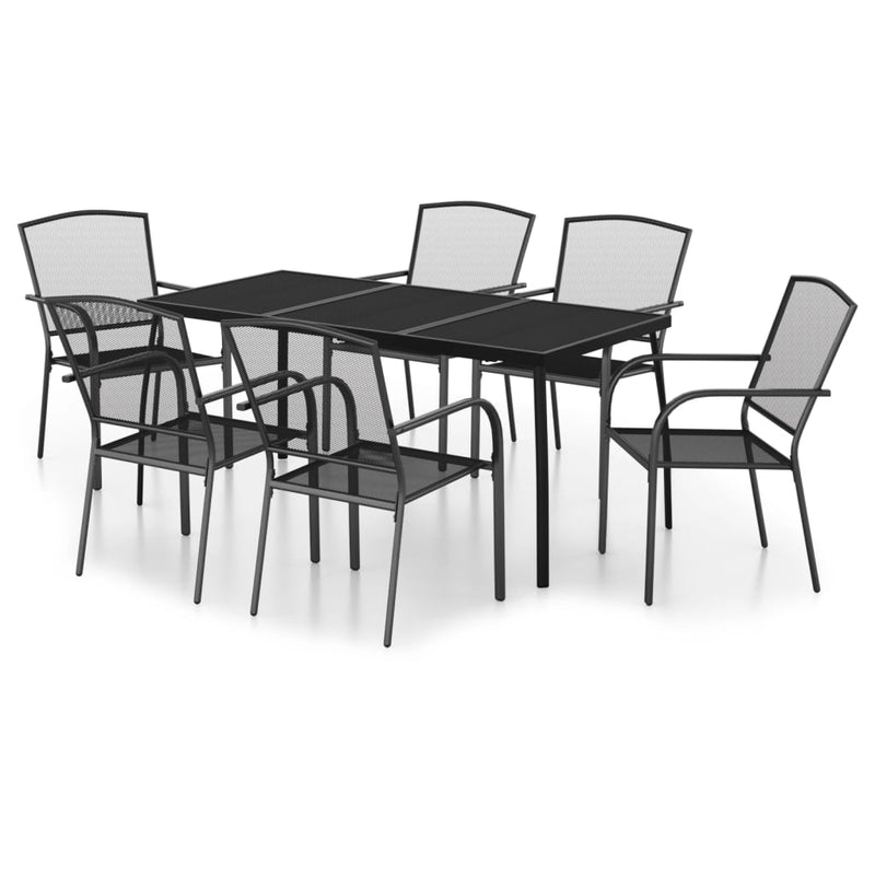 7 Piece Garden Dining Set Anthracite Steel