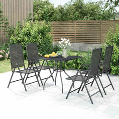 5 Piece Garden Dining Set Anthracite Steel 80 cm table length 4
