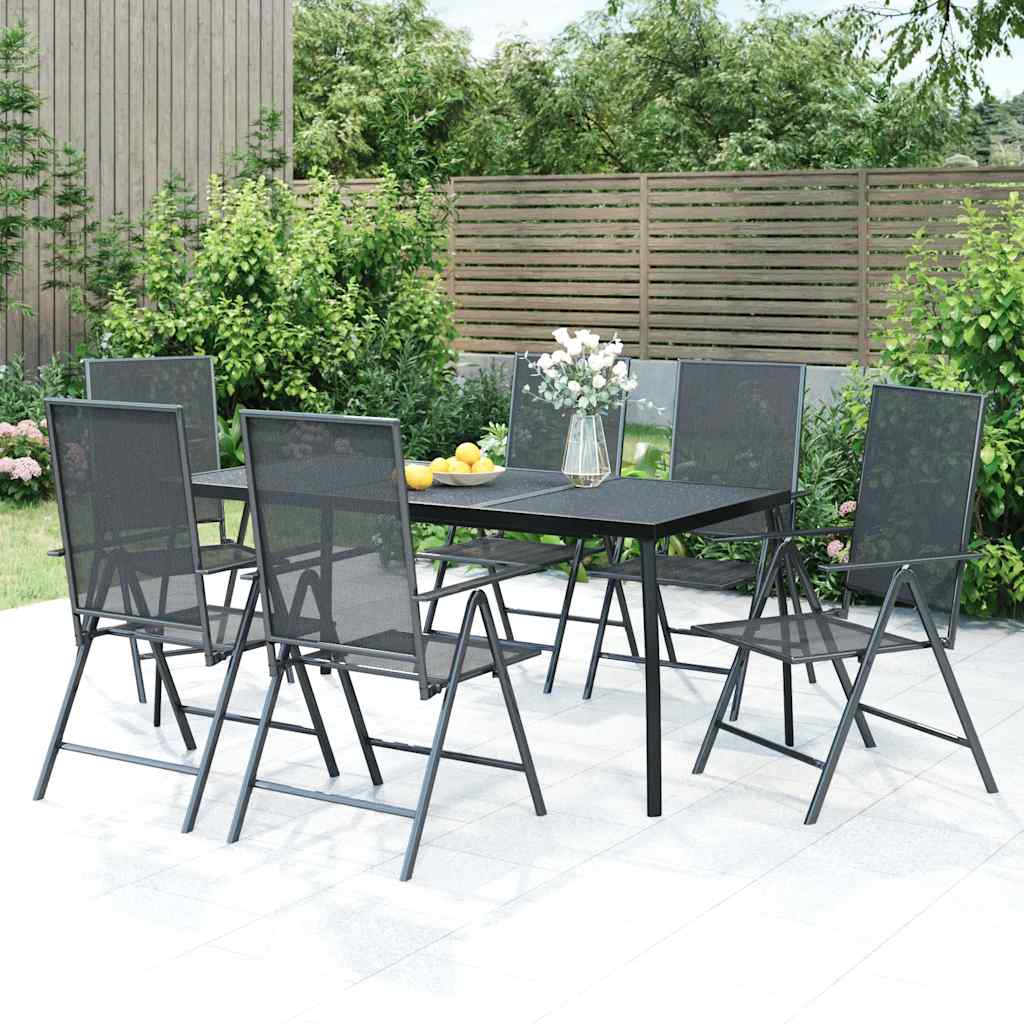 5 Piece Garden Dining Set Anthracite Steel 165 cm table length 6