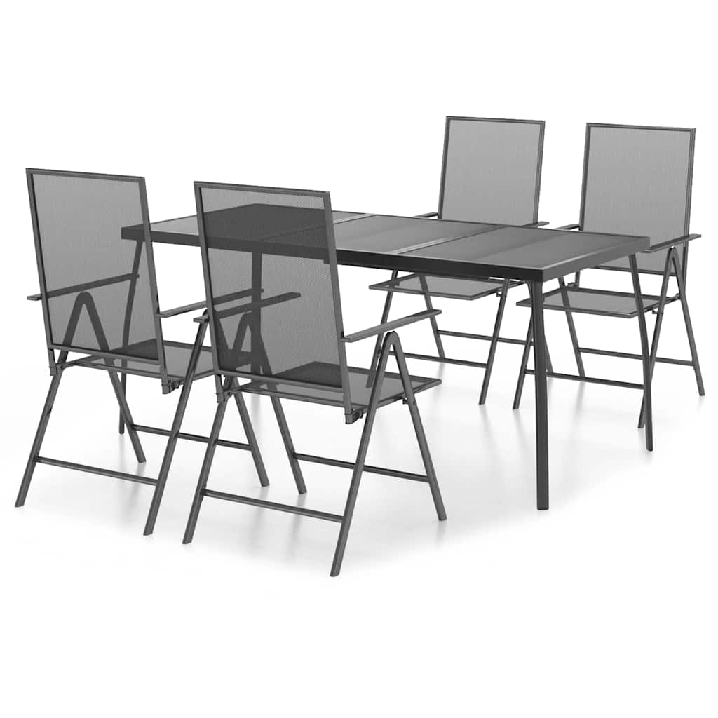 vidaXL 5 Piece Garden Dining Set Anthracite Steel 2