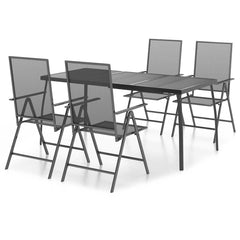 vidaXL 5 Piece Garden Dining Set Anthracite Steel 2