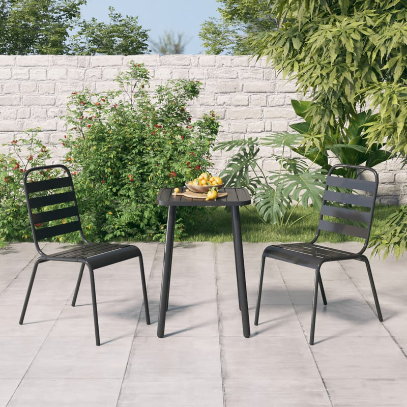 3 Piece Garden Dining Set Anthracite Steel