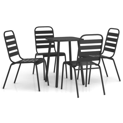 5 Piece Garden Dining Set Anthracite Steel