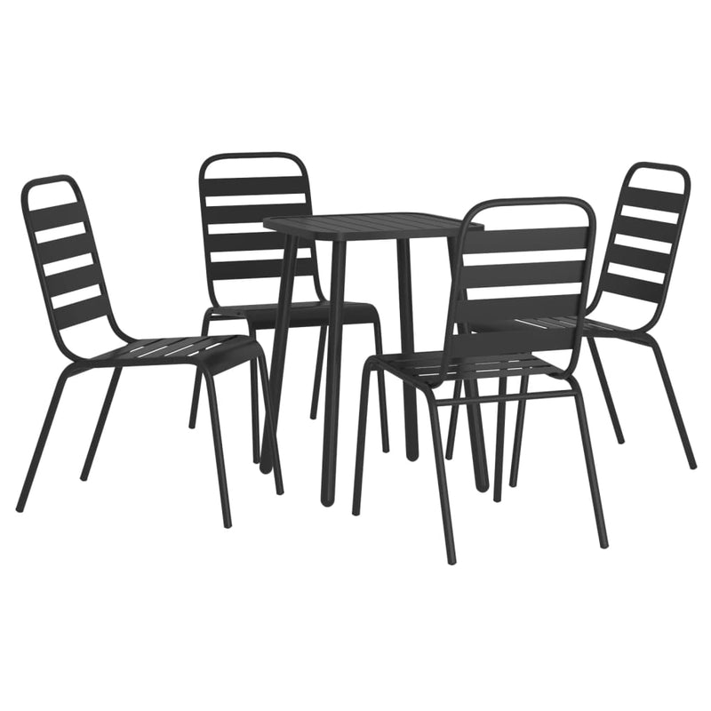 5 Piece Garden Dining Set Anthracite Steel